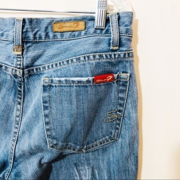 Seven 7 Women's Distressed Jeans Straight Leg Destroyed Denim Blue Size 29 - Picture 7 of 7